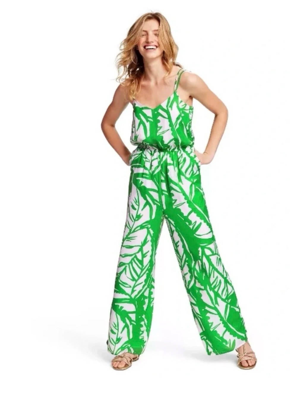 NWT Lilly Pulitzer X Target Green Tropical Print Wide-Leg Jumpsuit